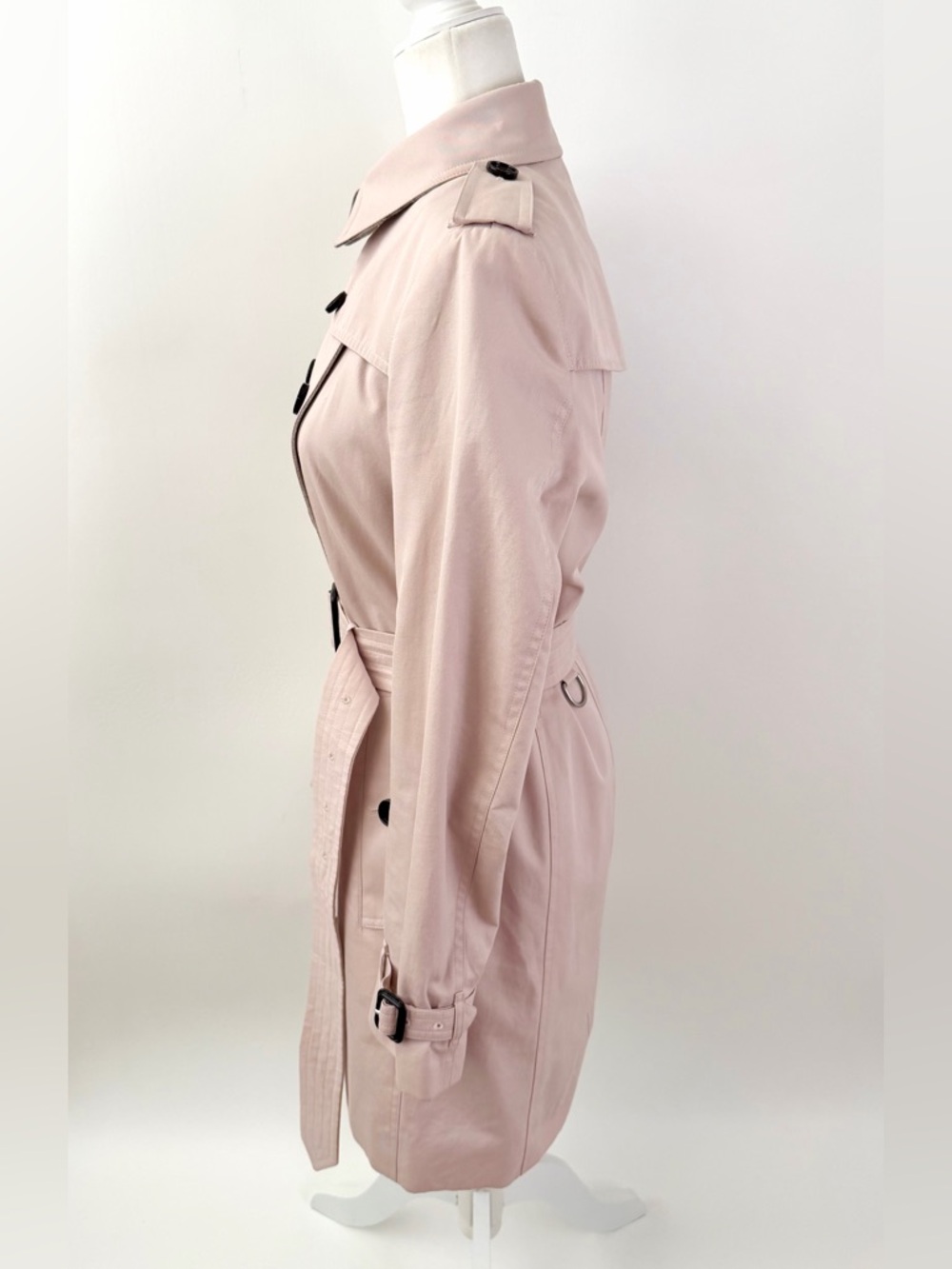 BURBERRY LONDON | Pink Heritage Trench Coat Belted Wool Cashmere Liner US 8 - Picture 7 of 16